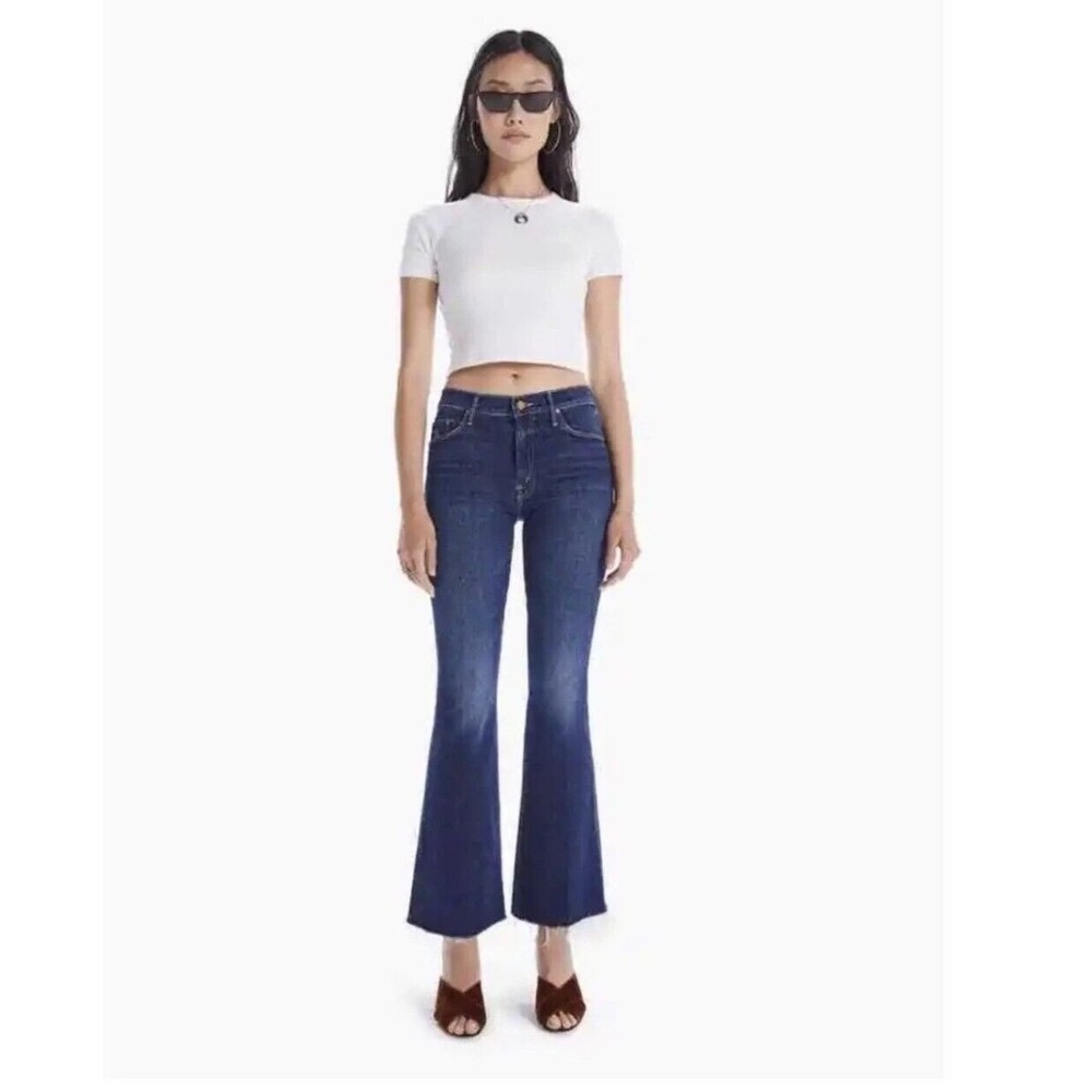 Mother The Weekender Jeans in Teaming‎ Up Mid Rise Flare Blue Denim Size 26